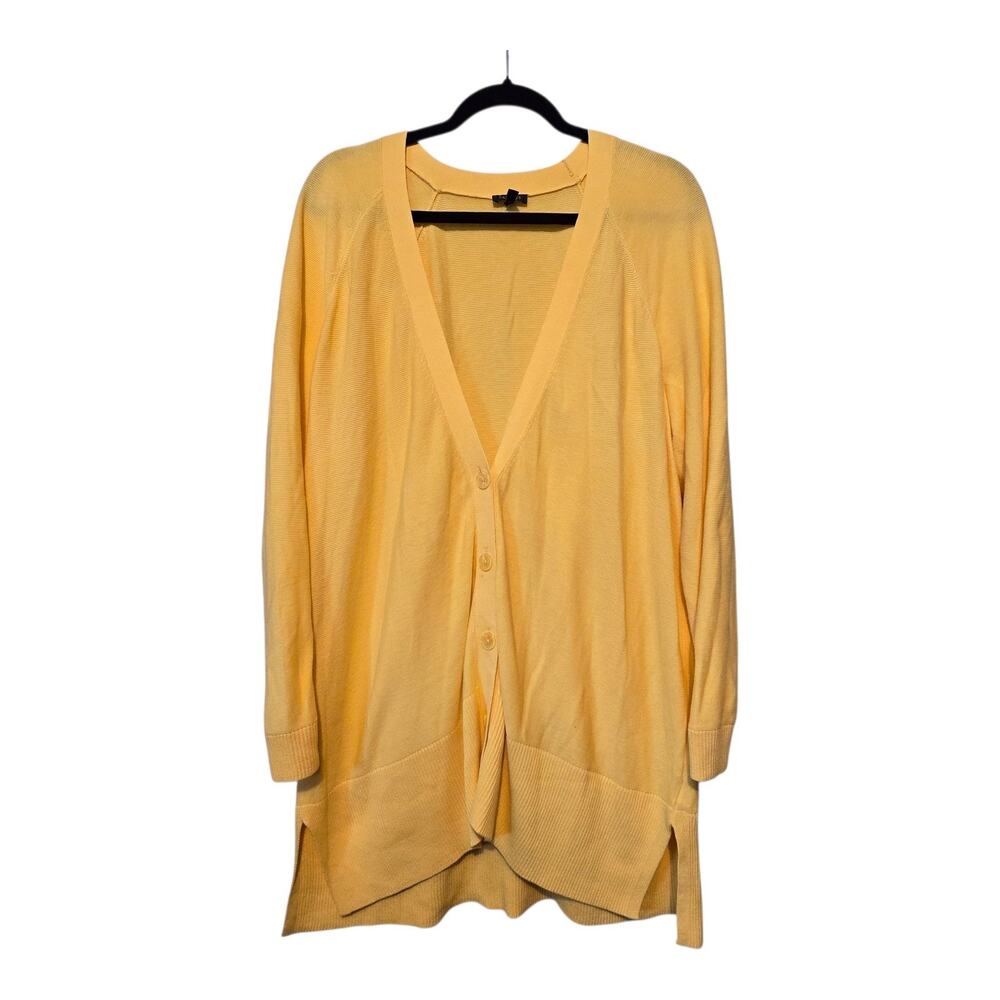 Talbots Slouchy Button Cardigan Sweater Womens Plus 1X Yellow Lightweight Preppy
